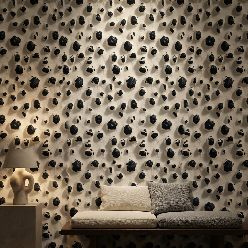 Animal Print Wallpaper Black Spots Textured Surface Mural