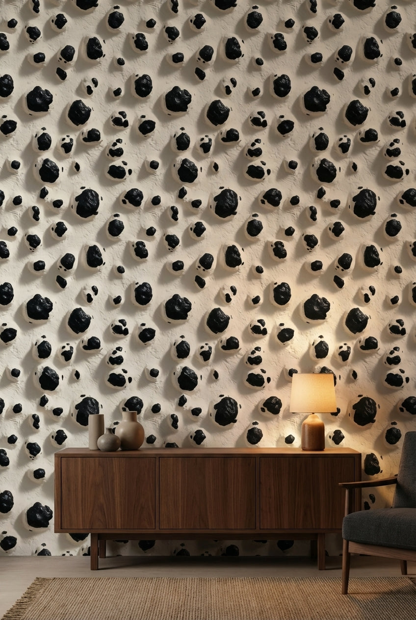 Animal Print Wallpaper Black Spots Textured Surface Mural
