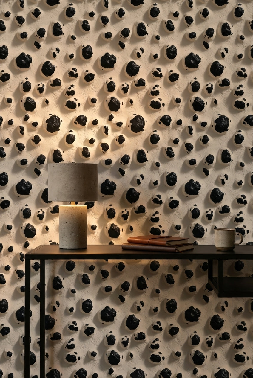Animal Print Wallpaper Black Spots Textured Surface Mural