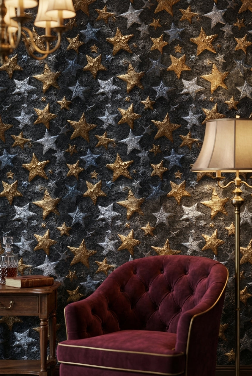 Celestial Wallpaper Metallic Luxurious Decorative Mural