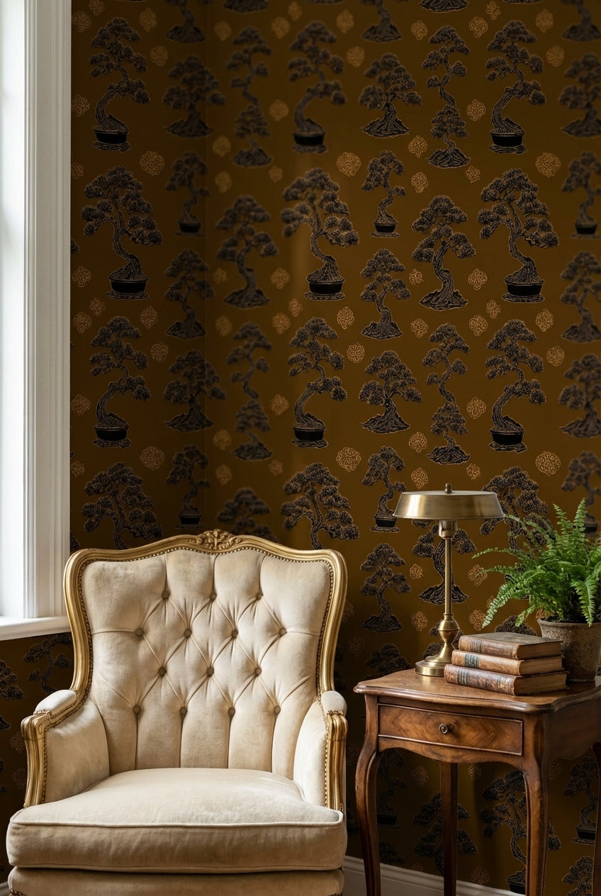 Bonsai Wallpaper Oriental Traditional Decorative Mural