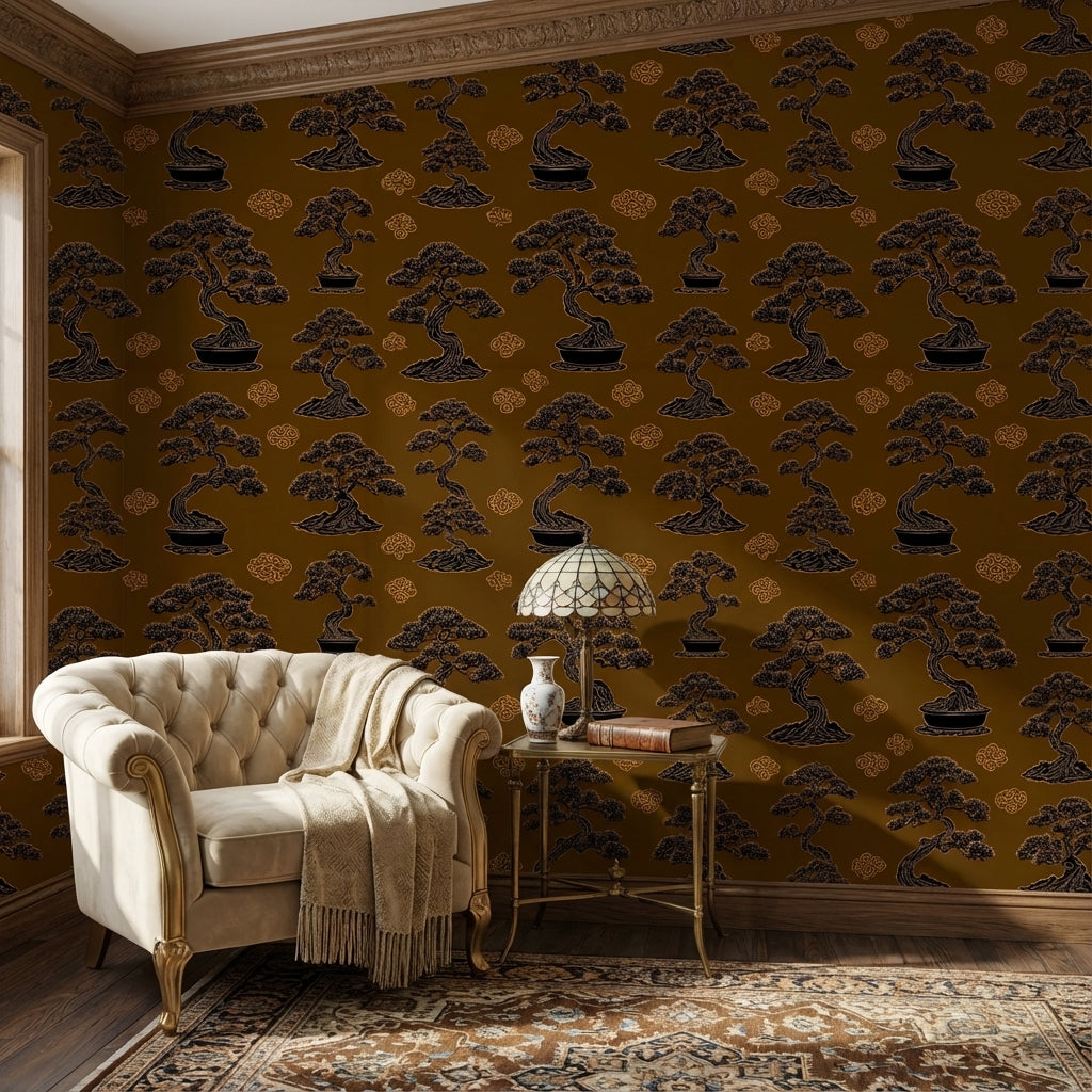 Bonsai Wallpaper Oriental Traditional Decorative Mural