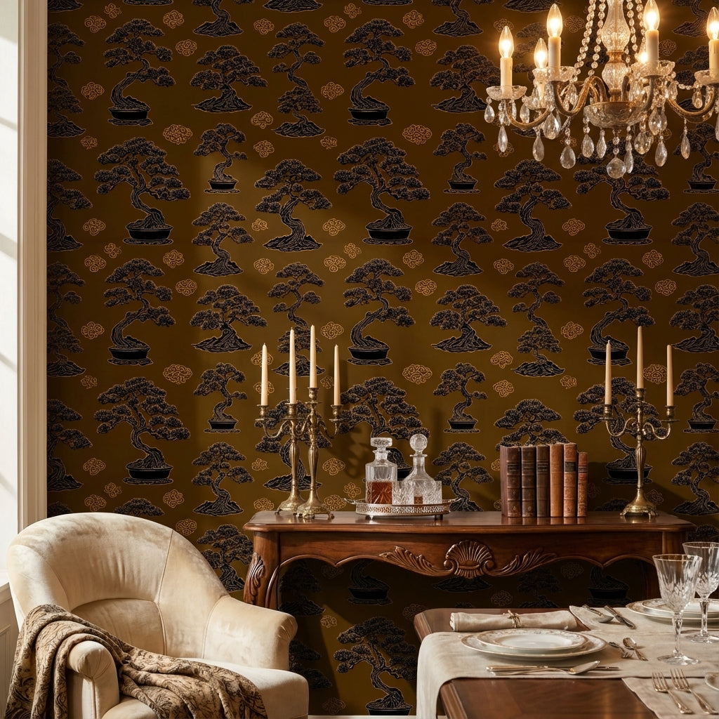 Bonsai Wallpaper Oriental Traditional Decorative Mural