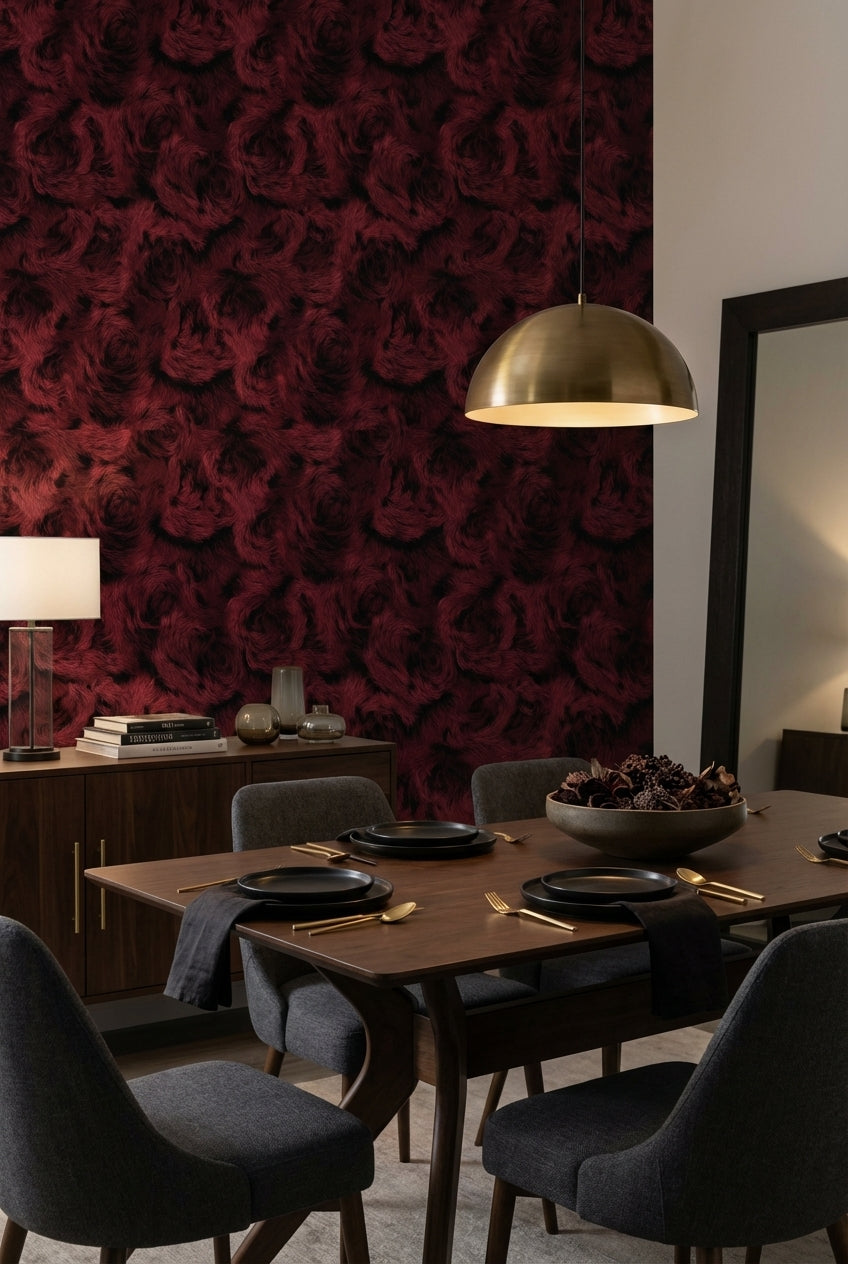 Abstract Pattern Wallpaper Dark Red Textured Mural