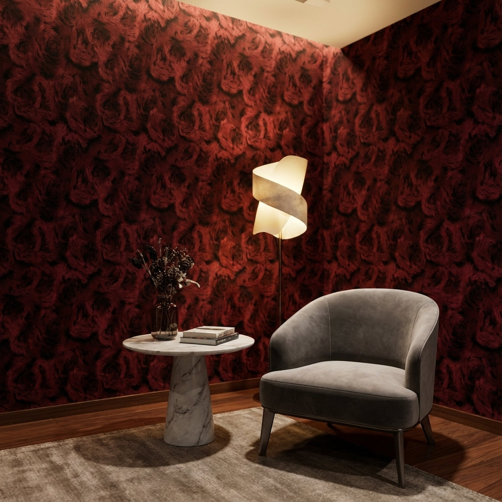 Abstract Pattern Wallpaper Dark Red Textured Mural