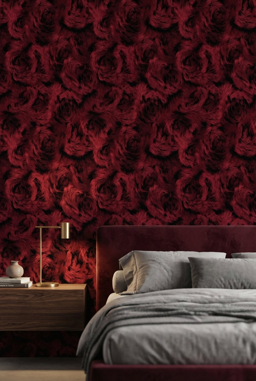 Abstract Pattern Wallpaper Dark Red Textured Mural