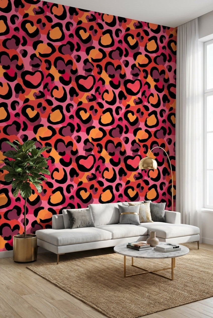Animal Print Wallpaper Pink Modern Decorative Mural