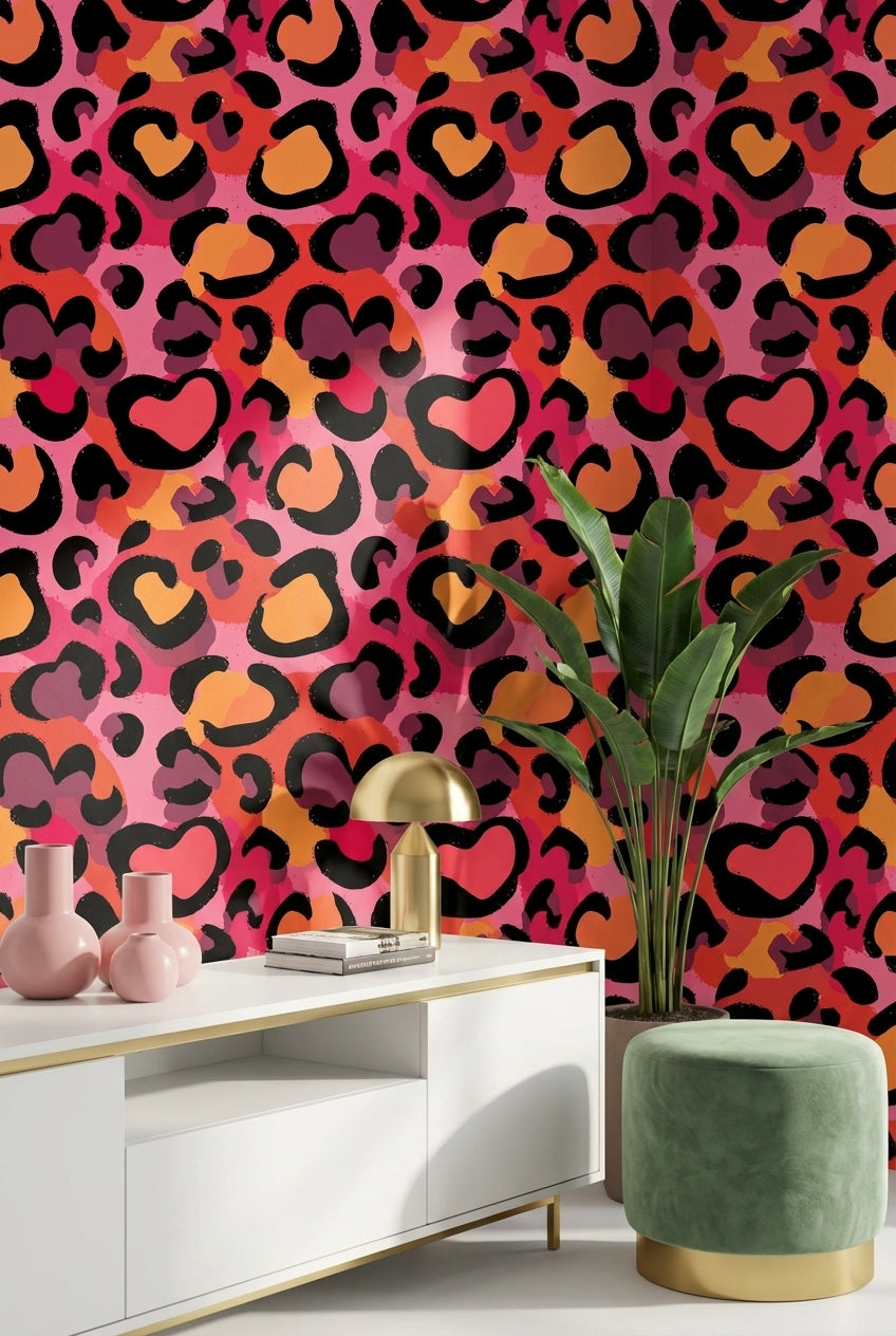 Animal Print Wallpaper Pink Modern Decorative Mural