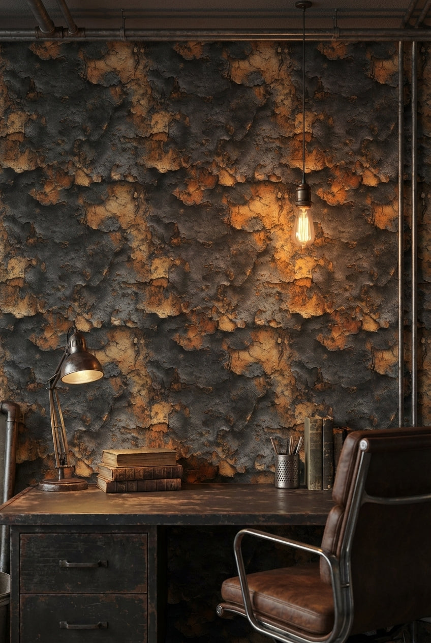 Textured Wallpaper Rustic Industrial Decorative Mural