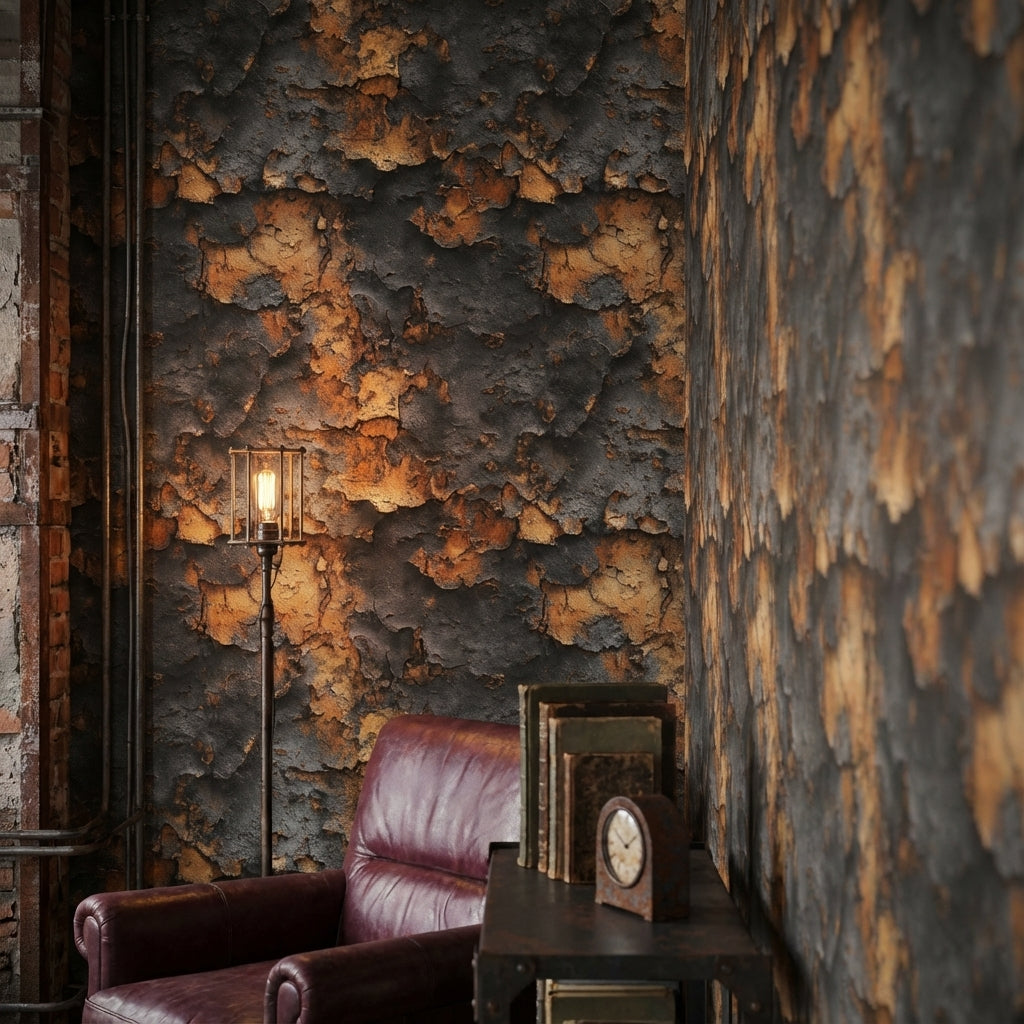 Textured Wallpaper Rustic Industrial Decorative Mural