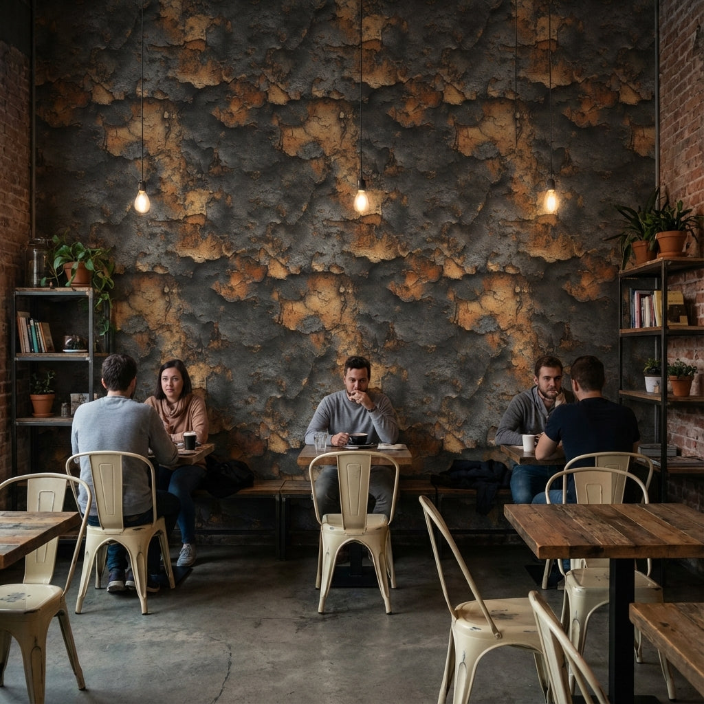 Textured Wallpaper Rustic Industrial Decorative Mural