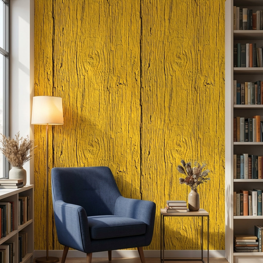 Wood Wallpaper Yellow Removable Texture Wall Mural