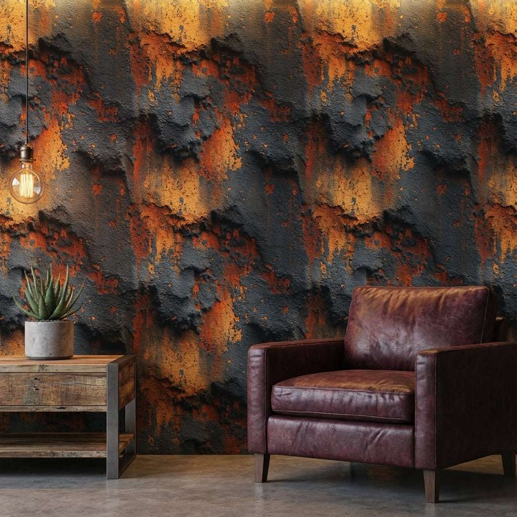 Industrial Texture Wallpaper Rust Dark Wall Mural