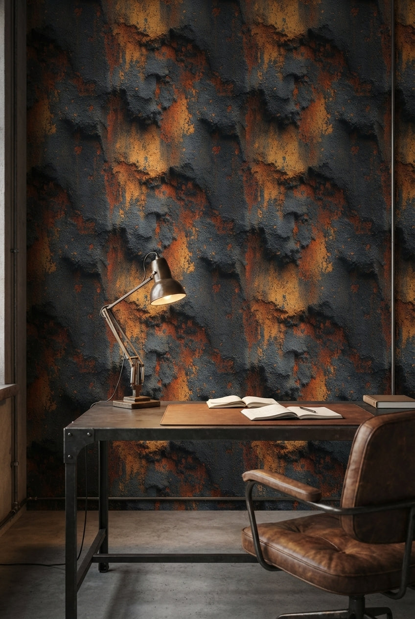 Industrial Texture Wallpaper Rust Dark Wall Mural