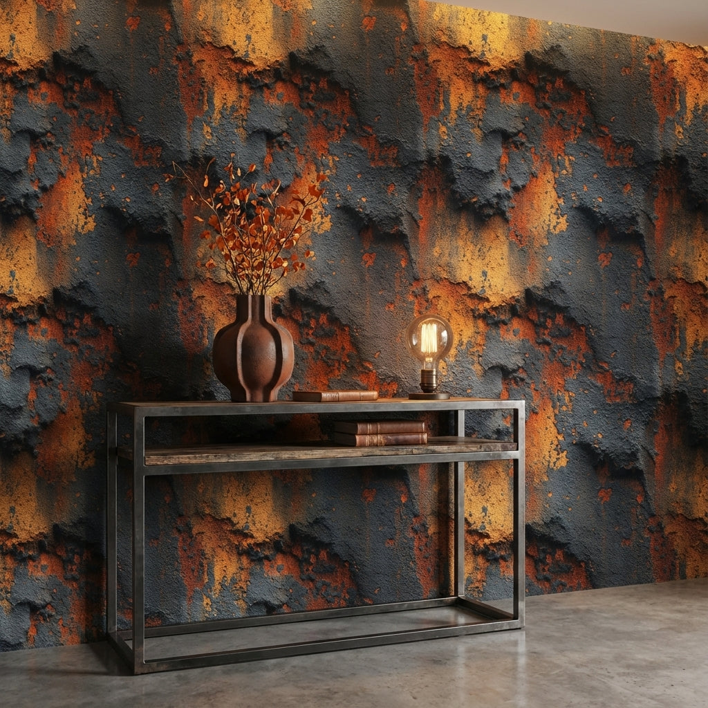 Industrial Texture Wallpaper Rust Dark Wall Mural