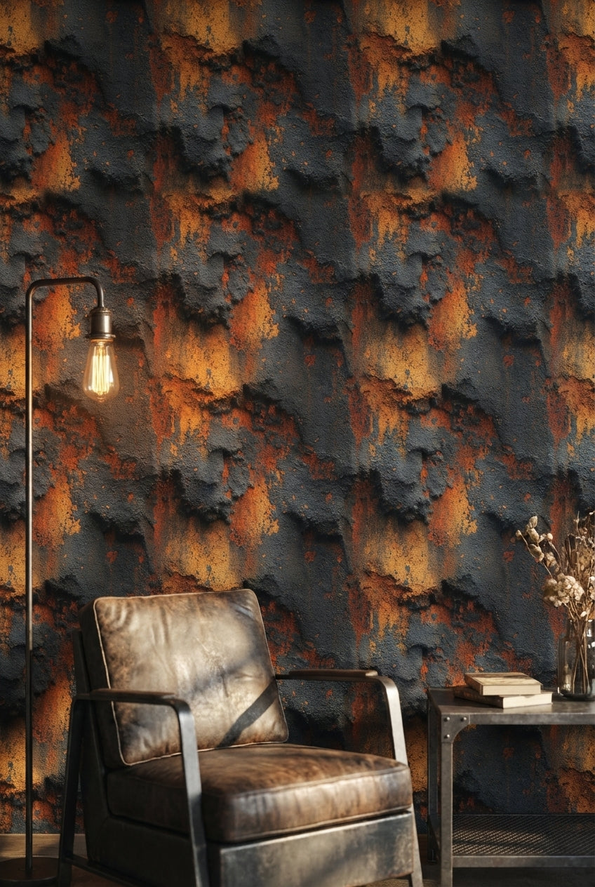 Industrial Texture Wallpaper Rust Dark Wall Mural