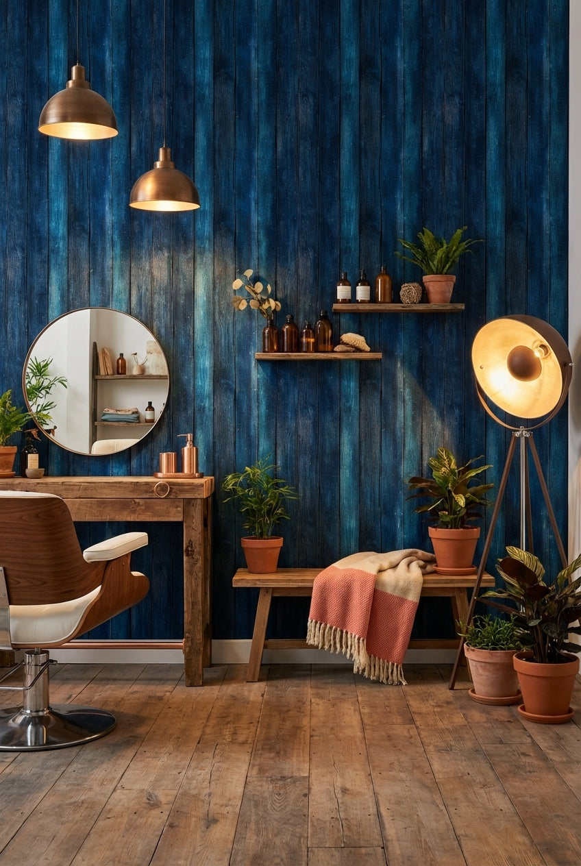 Starry Night Wallpaper Wooden Planks Paint Splatters Decor