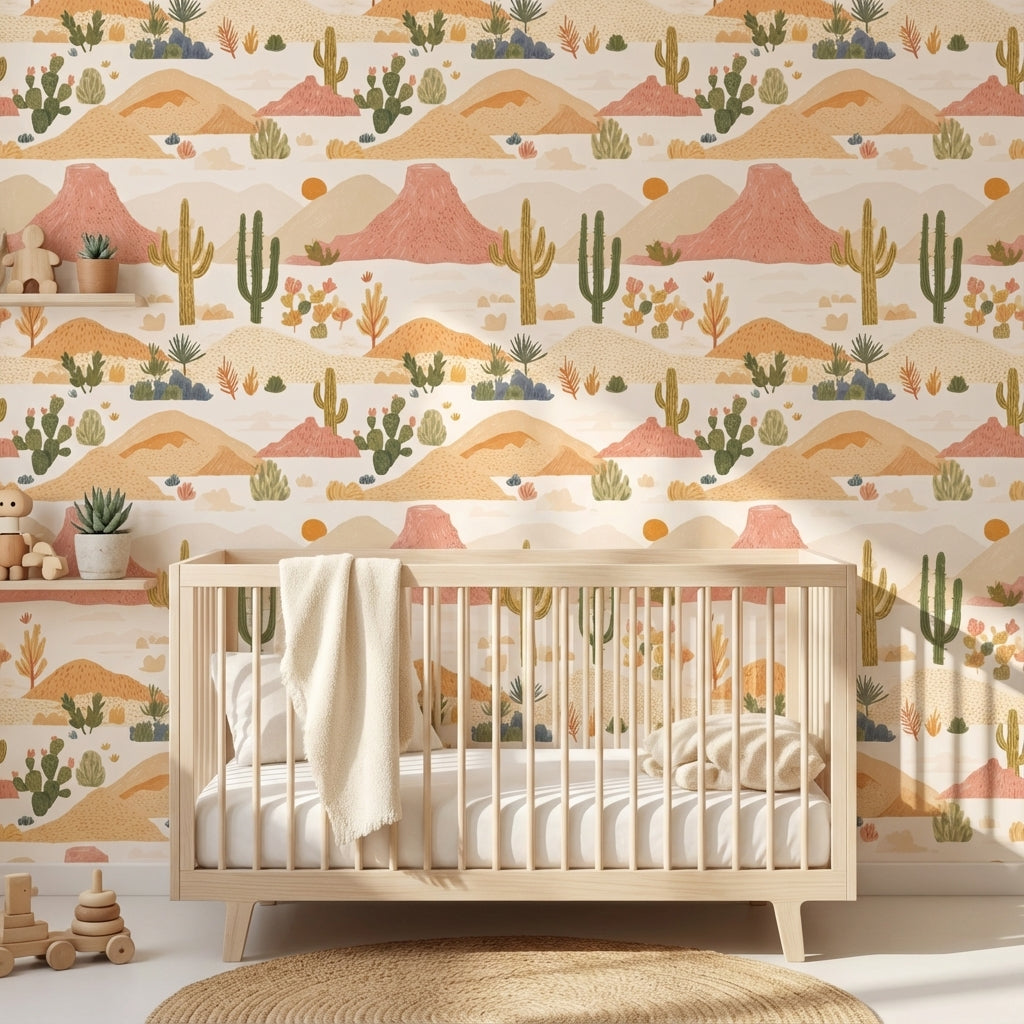Beige Desert Landscape Kids Wallpaper