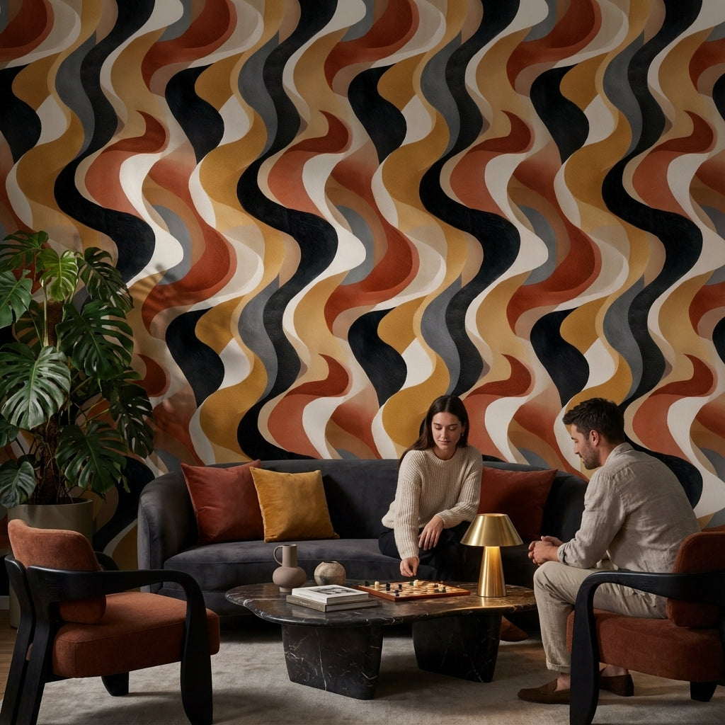 Dark Multicolor Wavy Abstract Wallpaper