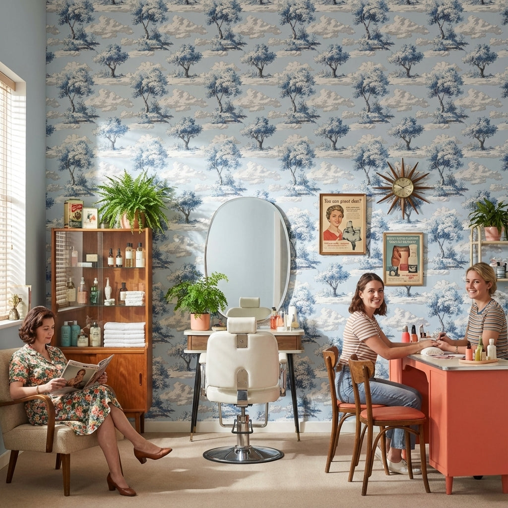 Sky Blue Tree and Cloud Scenic Wallpaper