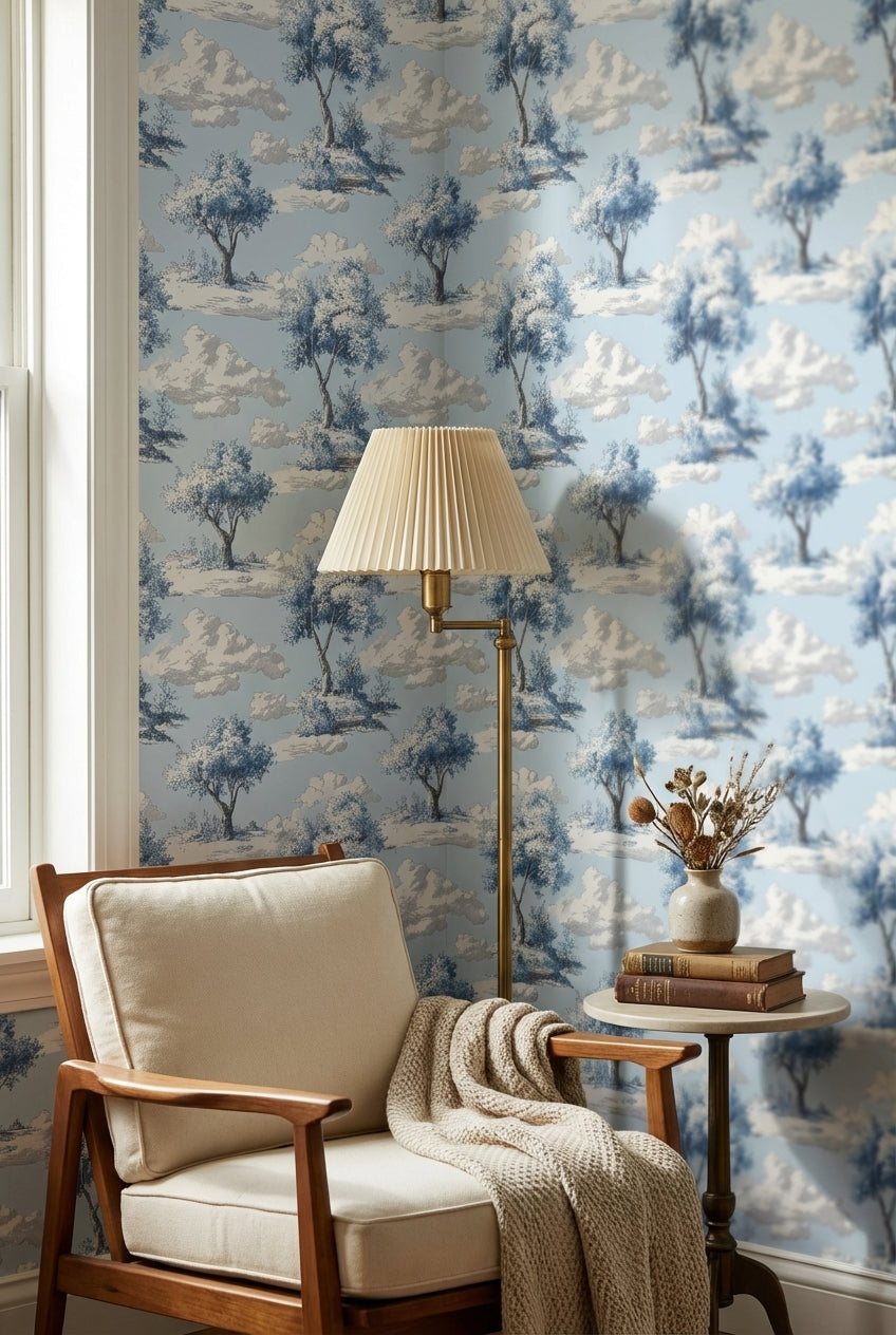 Sky Blue Tree and Cloud Scenic Wallpaper