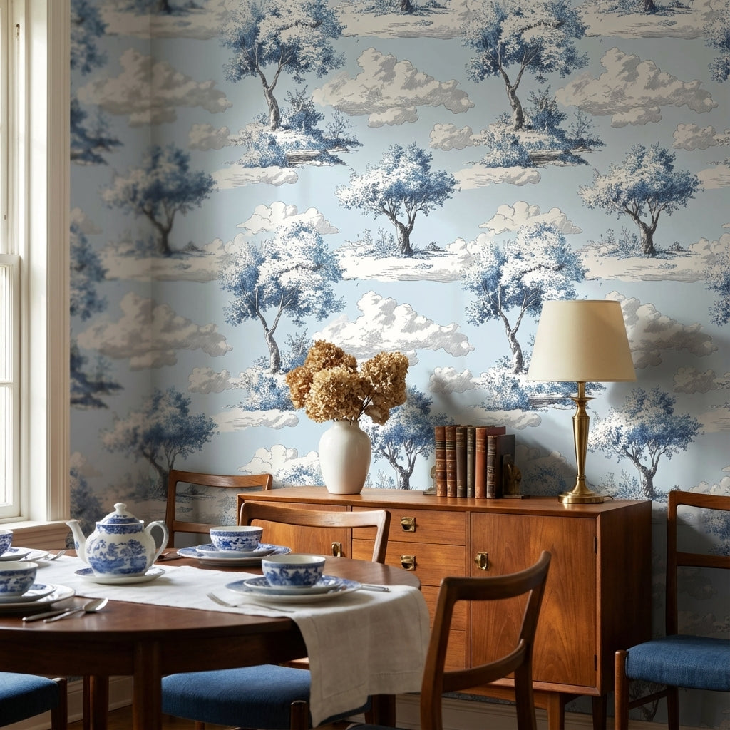 Sky Blue Tree and Cloud Scenic Wallpaper