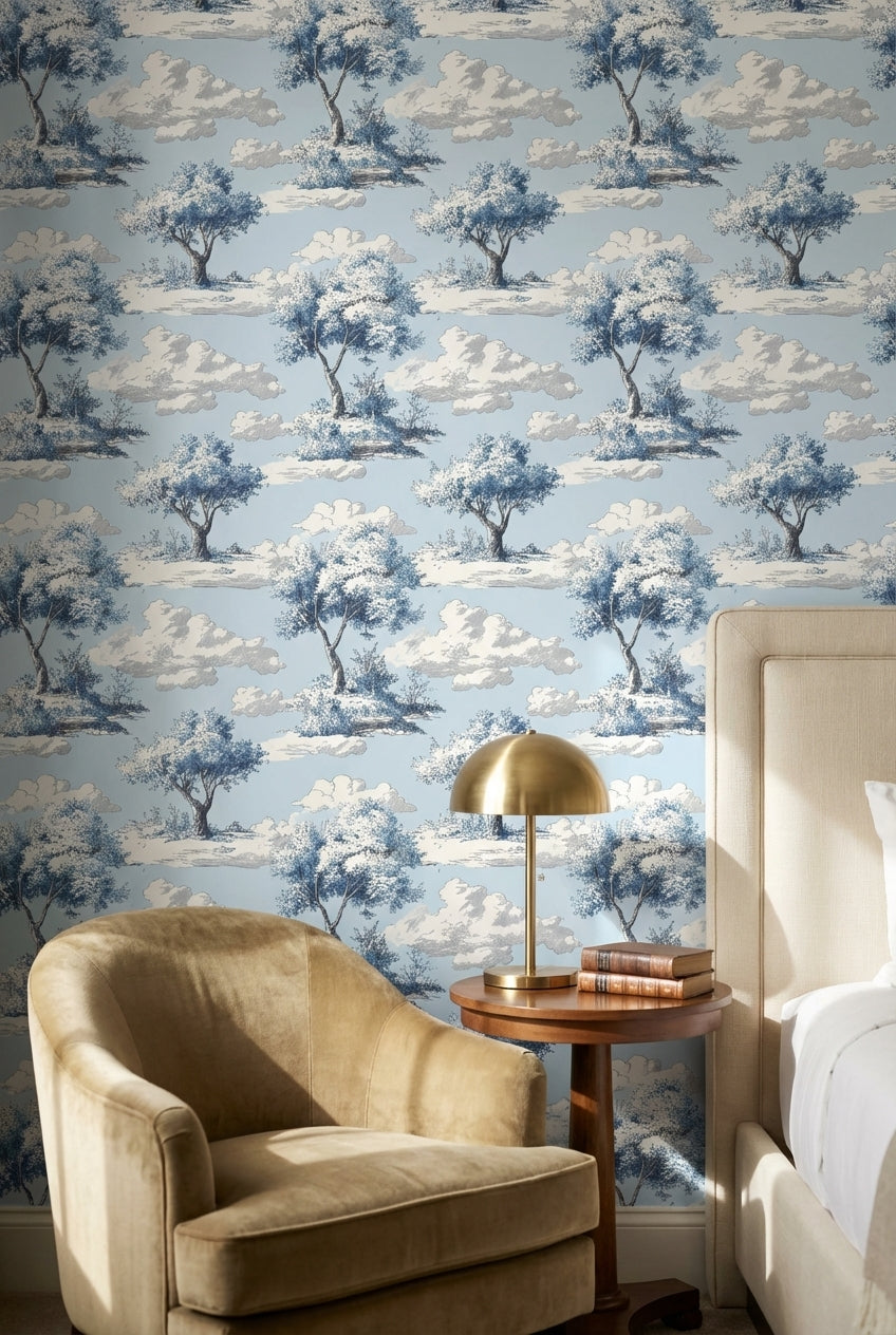 Sky Blue Tree and Cloud Scenic Wallpaper