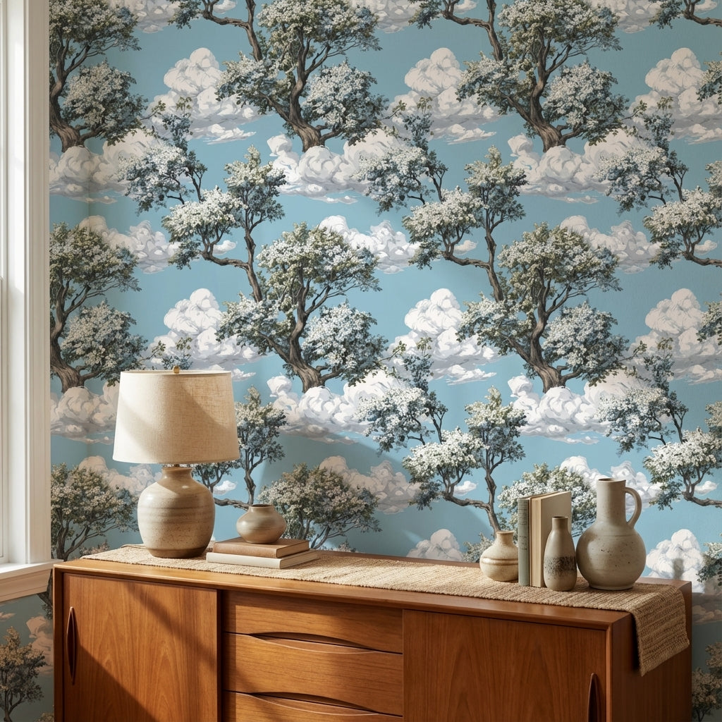 Blue Sky and Tree Landscape Wallpaper