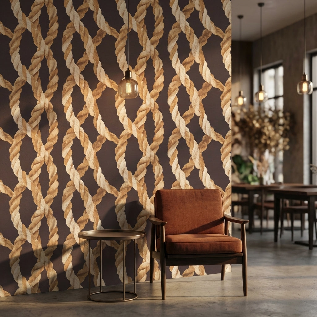 Dark Rope Pattern Geometric Wallpaper