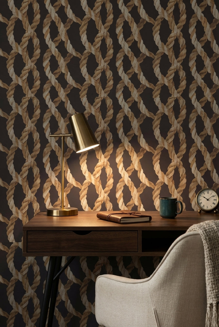 Dark Rope Pattern Geometric Wallpaper