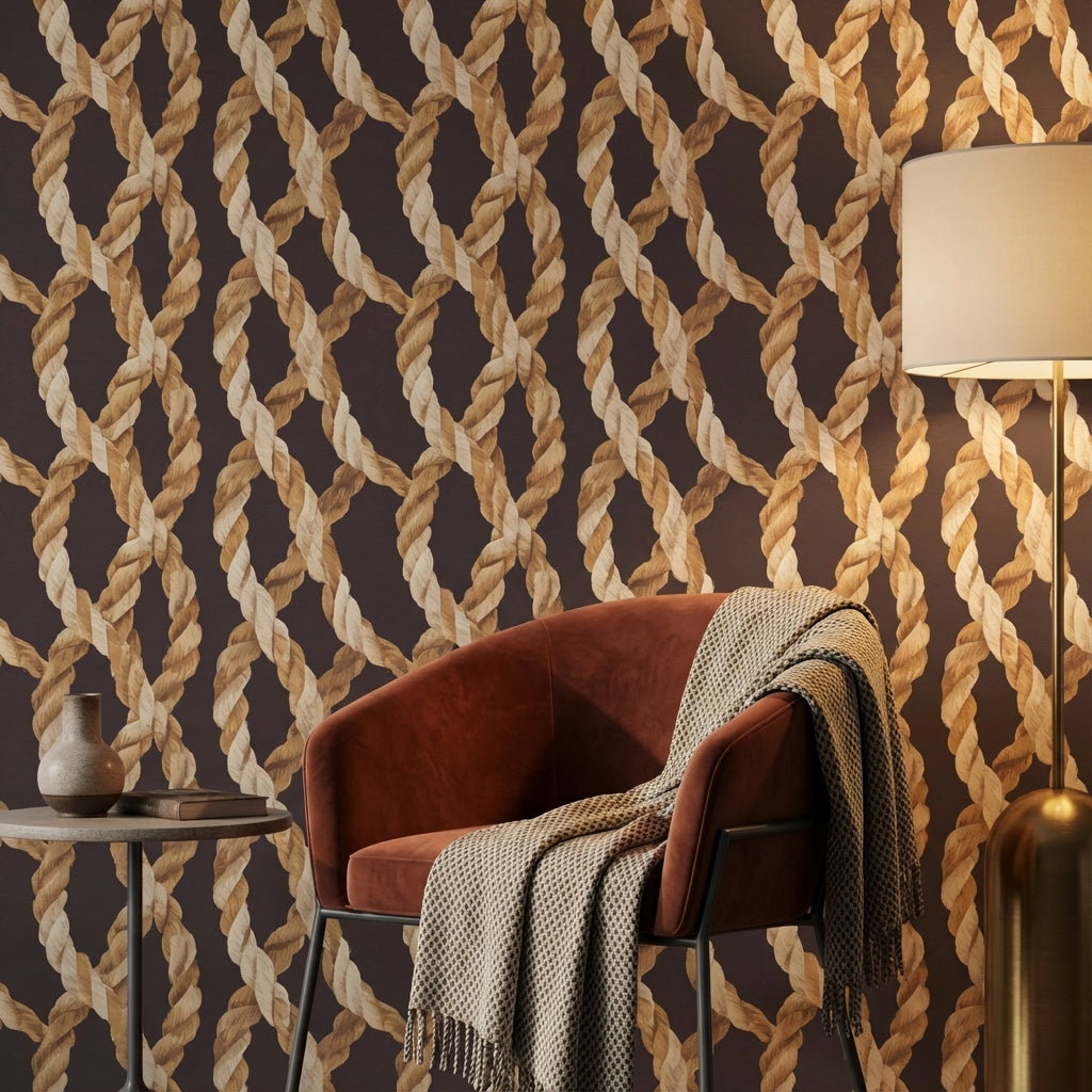 Dark Rope Pattern Geometric Wallpaper