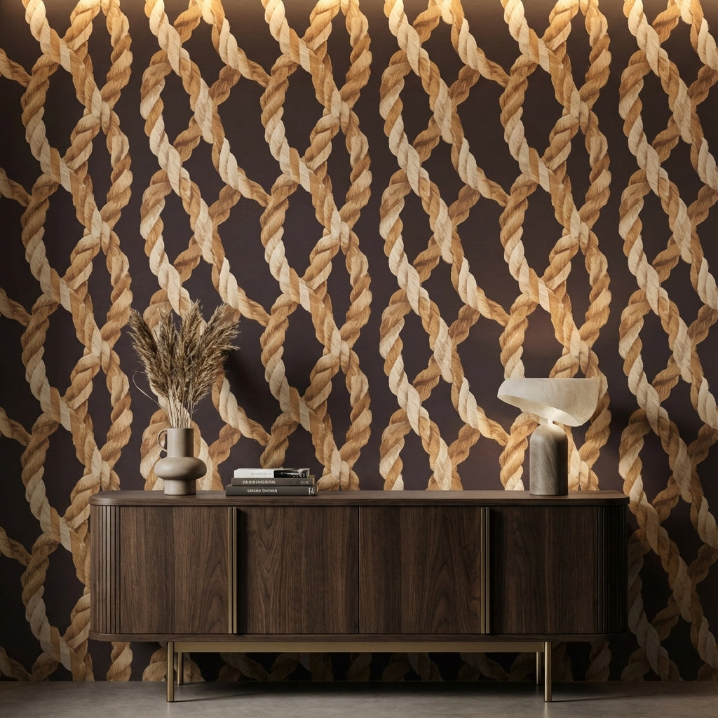 Dark Rope Pattern Geometric Wallpaper