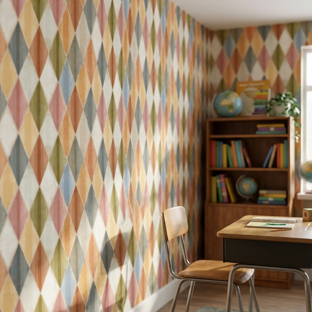 Multicolor Diamond Geometric Pattern Wallpaper