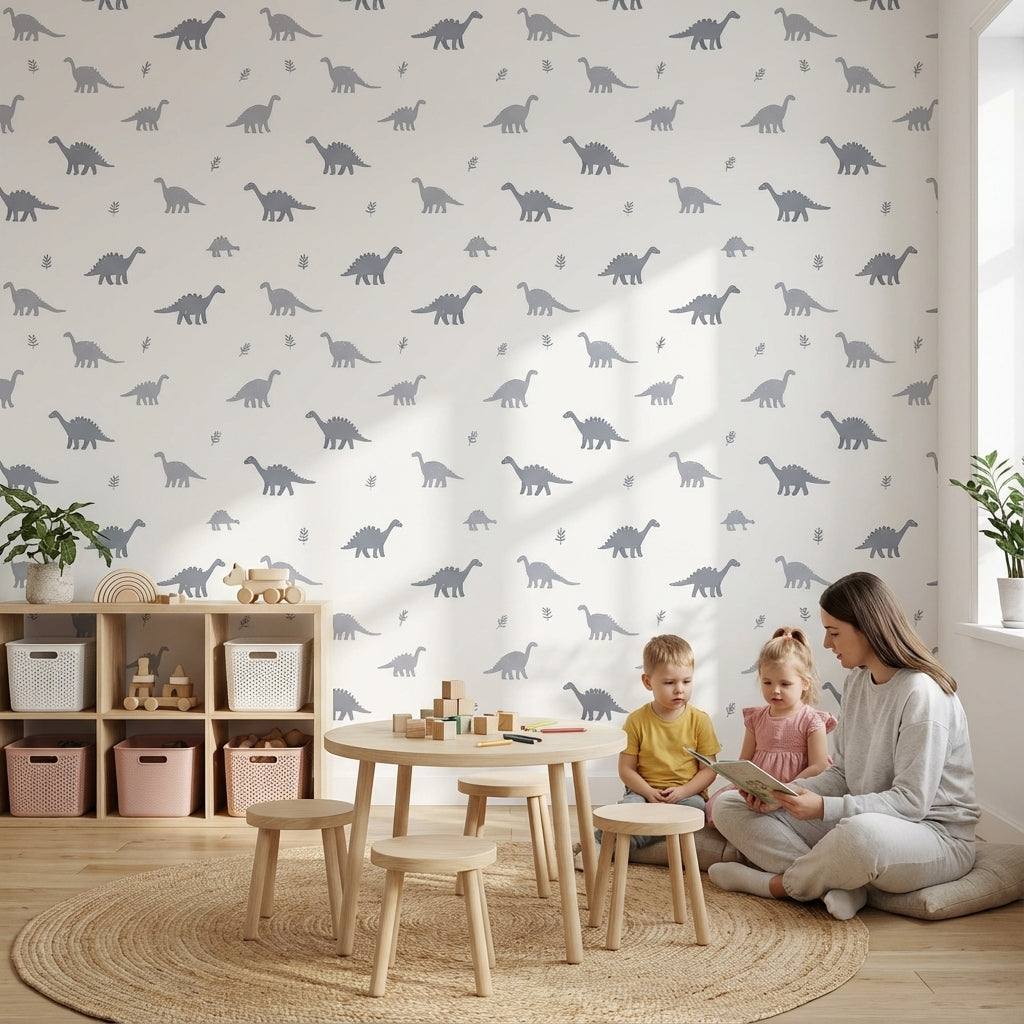 White and Gray Dinosaur Kids Wallpaper
