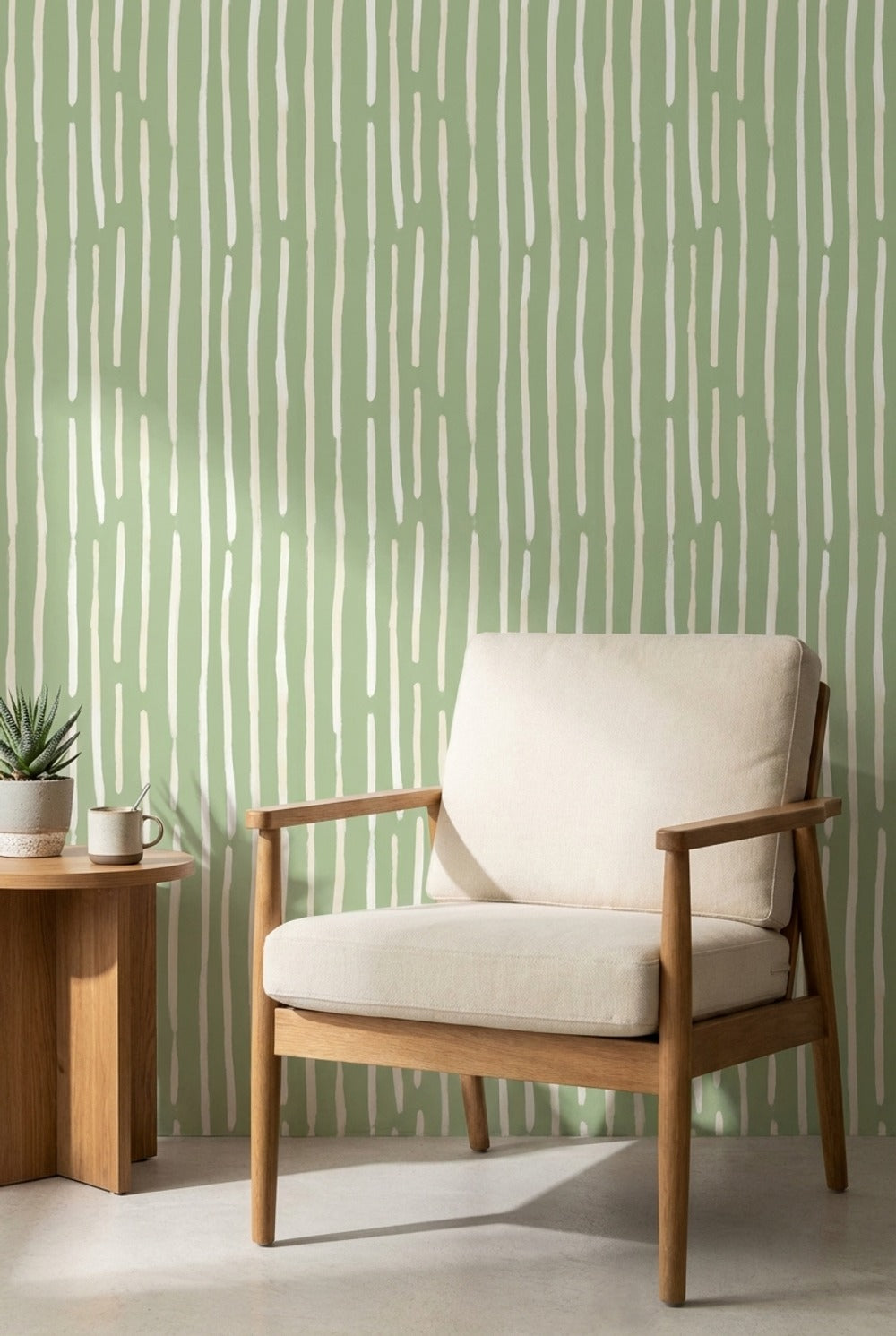 Sage Green Vertical Stripe Abstract Wallpaper