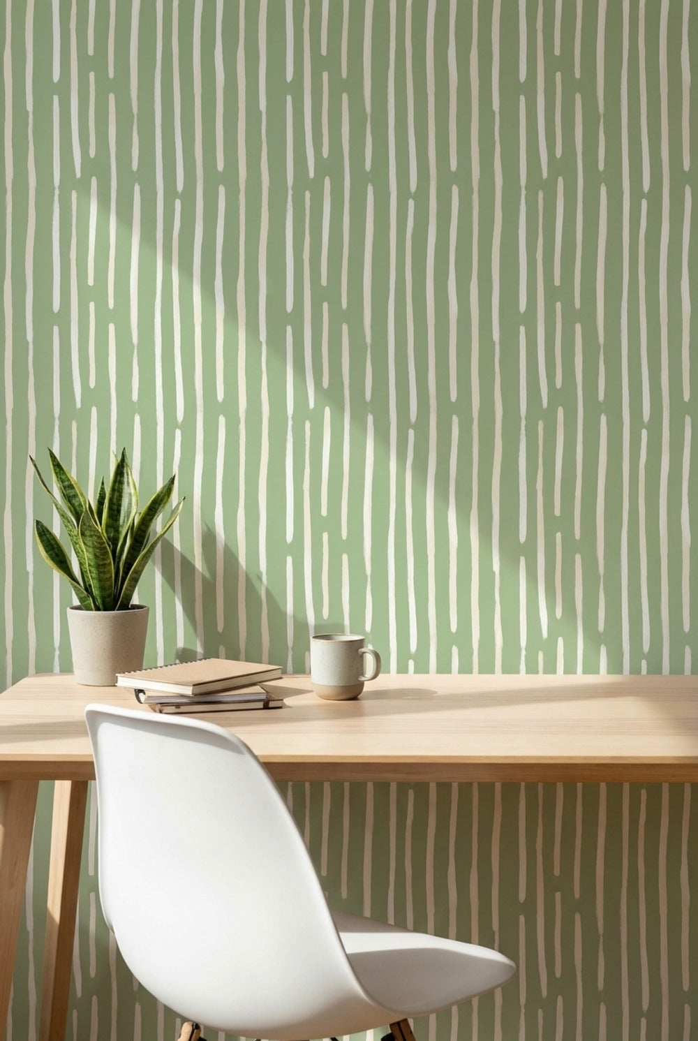 Sage Green Vertical Stripe Abstract Wallpaper