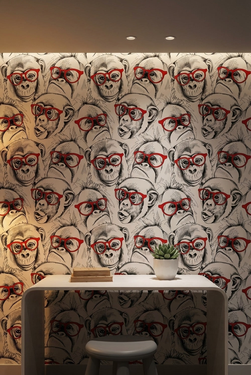 Monkeys Wallpaper Red Glasses Black And White Mural