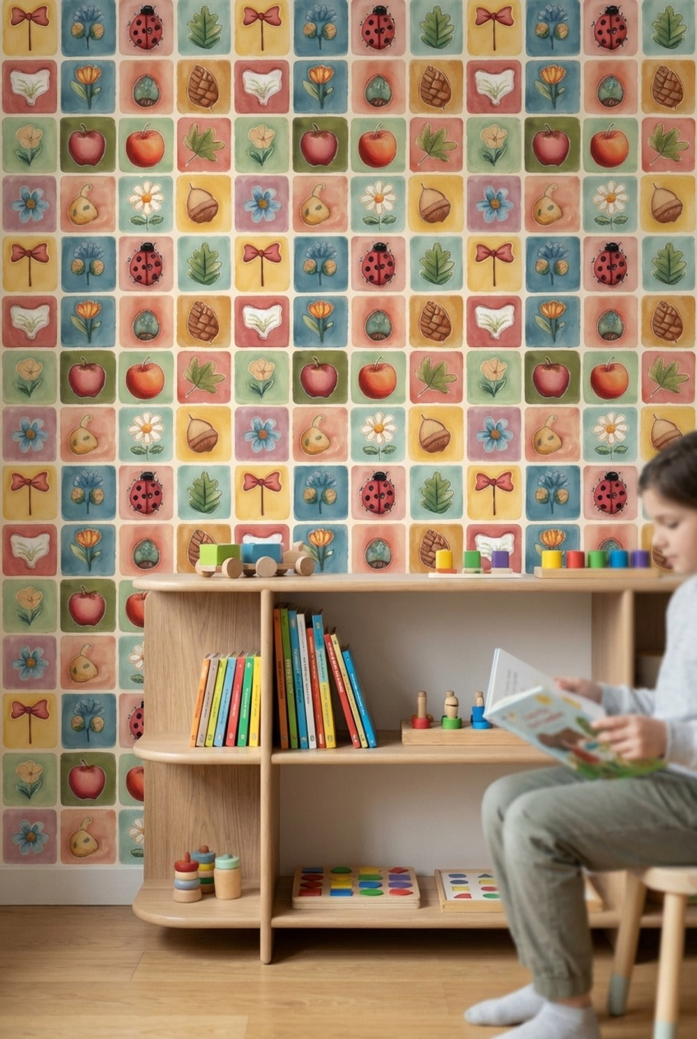 Colorful Nature Icons Children's Wallpaper
