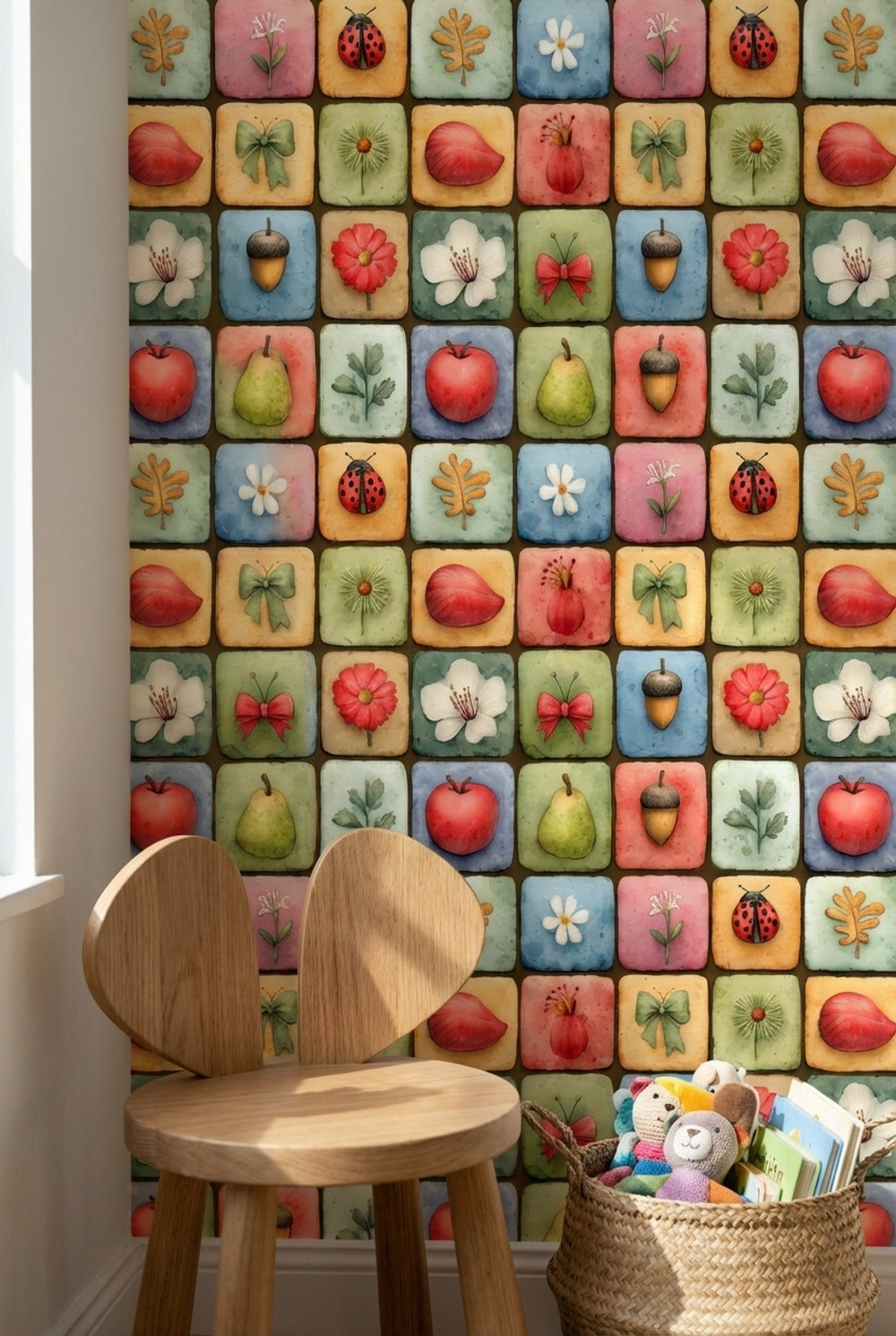Vibrant Multicolor Nature Tile Pattern Wallpaper