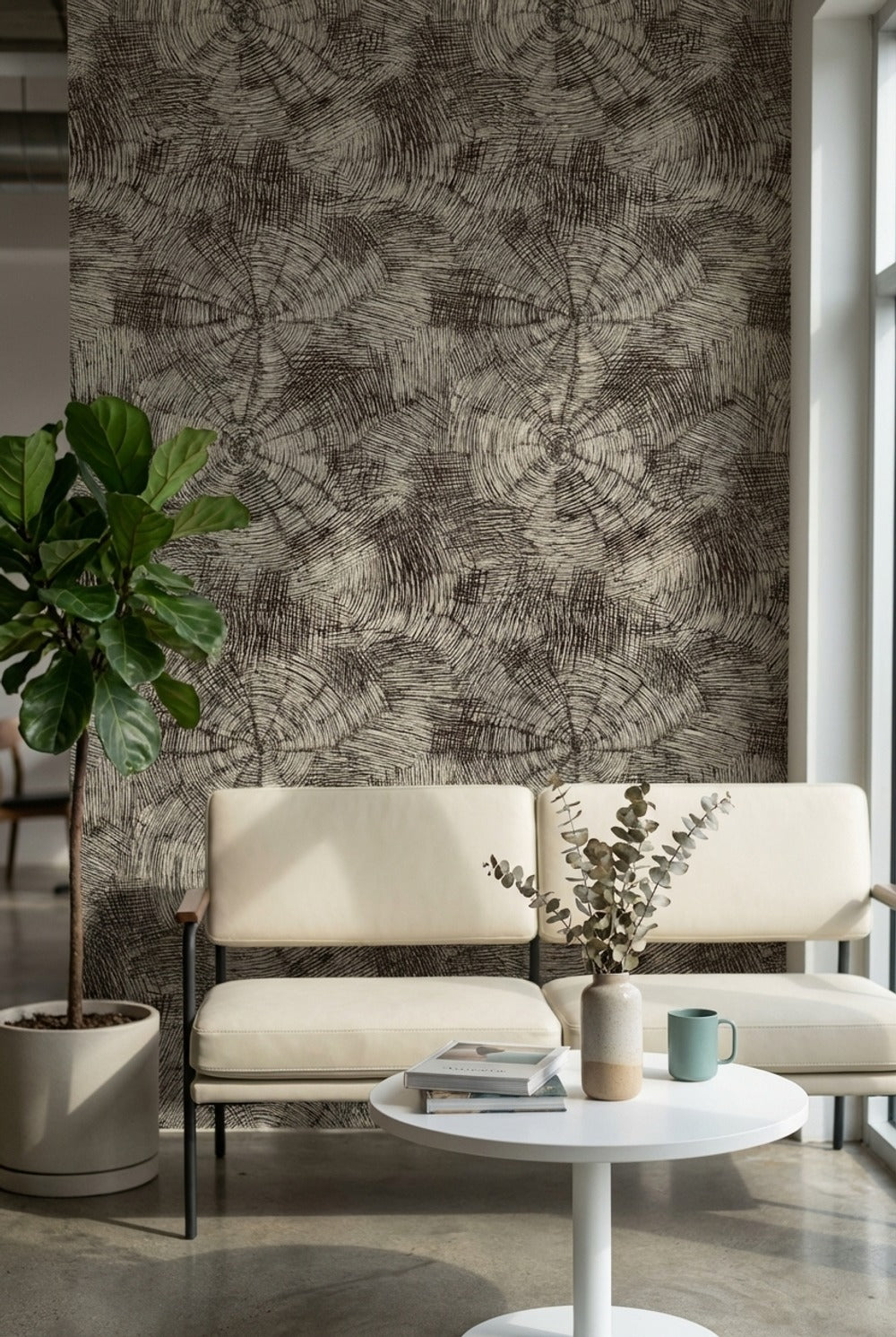 Earthy Brown Circular Abstract Pattern Wallpaper