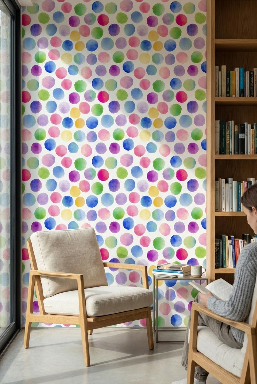 Multicolor Watercolor Dots Pattern Wallpaper