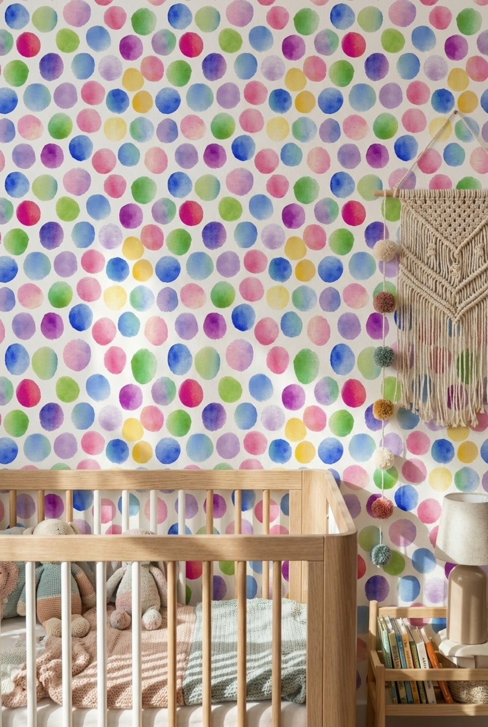 Multicolor Watercolor Dots Pattern Wallpaper