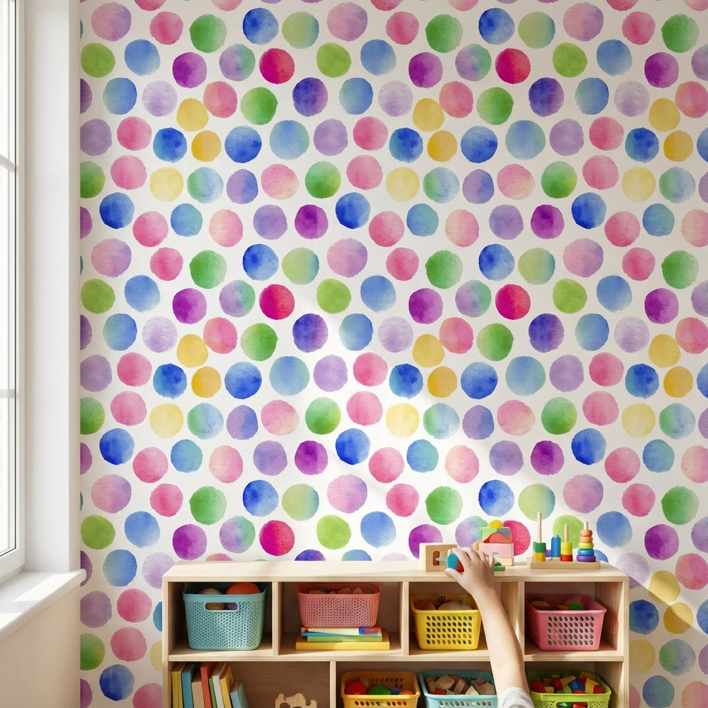 Multicolor Watercolor Dots Pattern Wallpaper