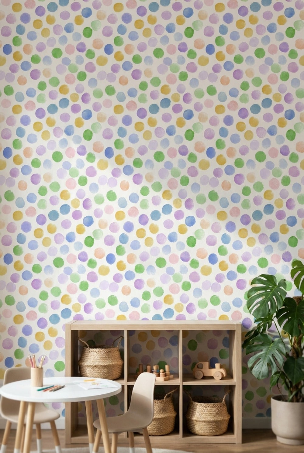 Playful Multicolor Dotted Pattern Wallpaper