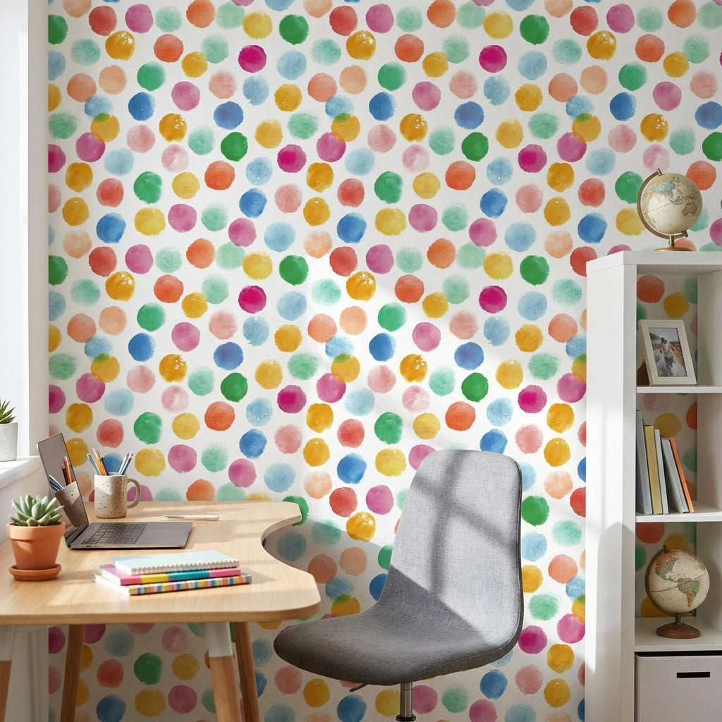 Colorful Polka Dot Pattern Kids Wallpaper