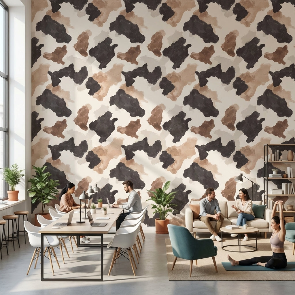 Neutral Earth Tones Abstract Brushstroke Wallpaper