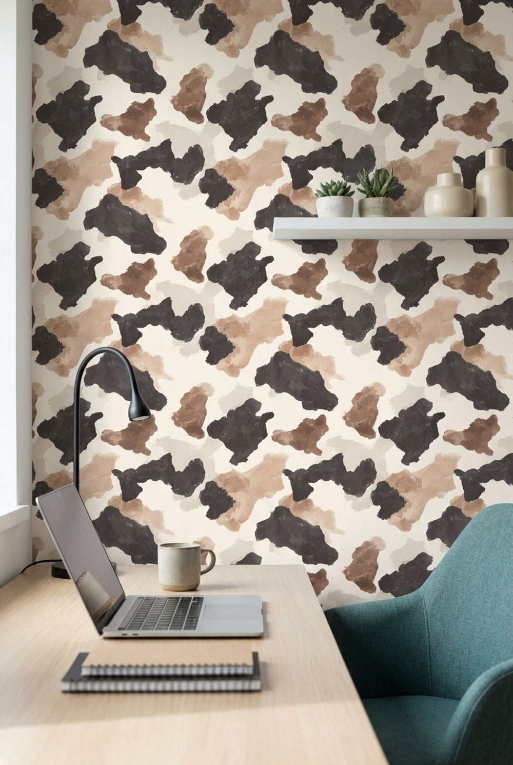 Neutral Earth Tones Abstract Brushstroke Wallpaper