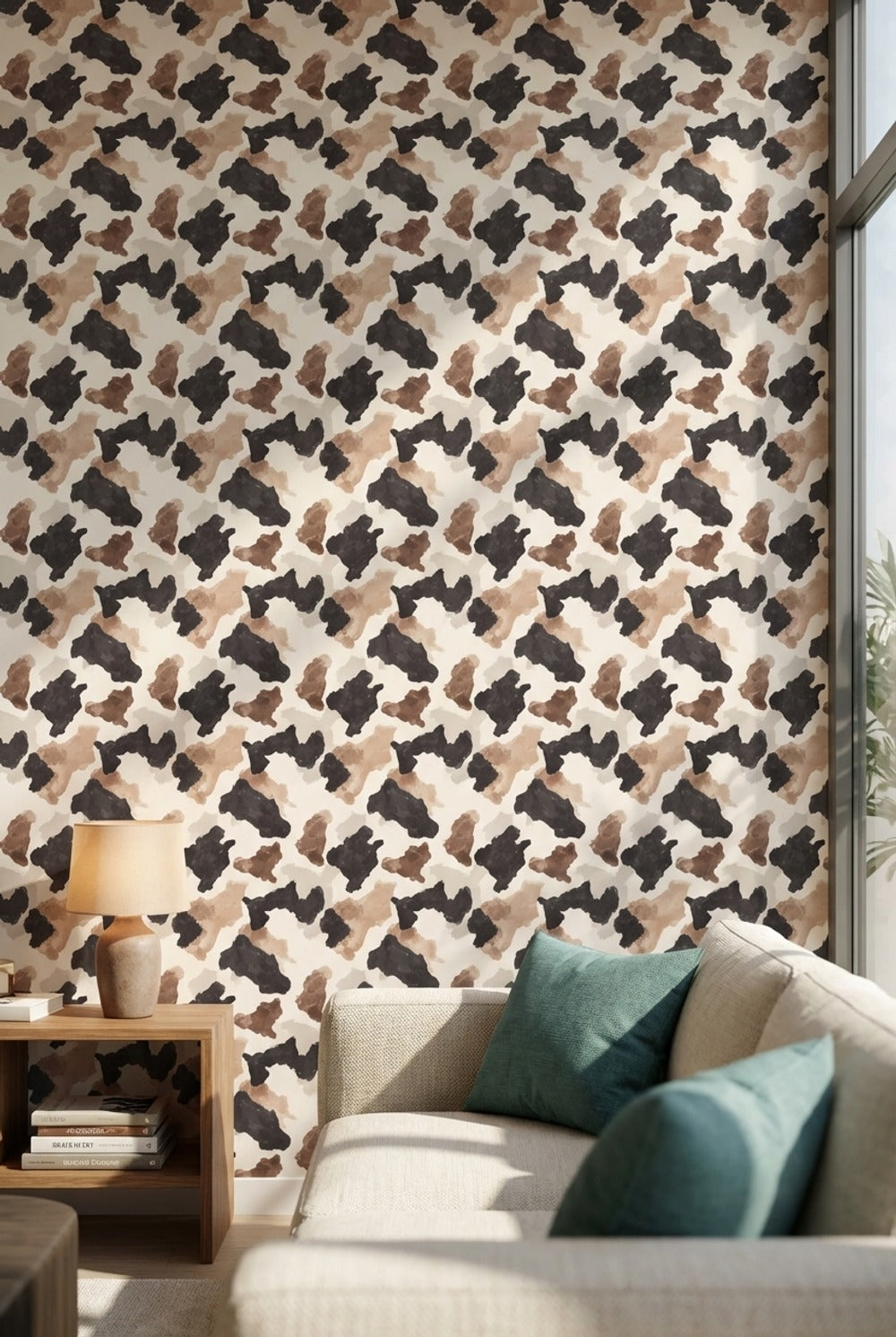 Neutral Earth Tones Abstract Brushstroke Wallpaper