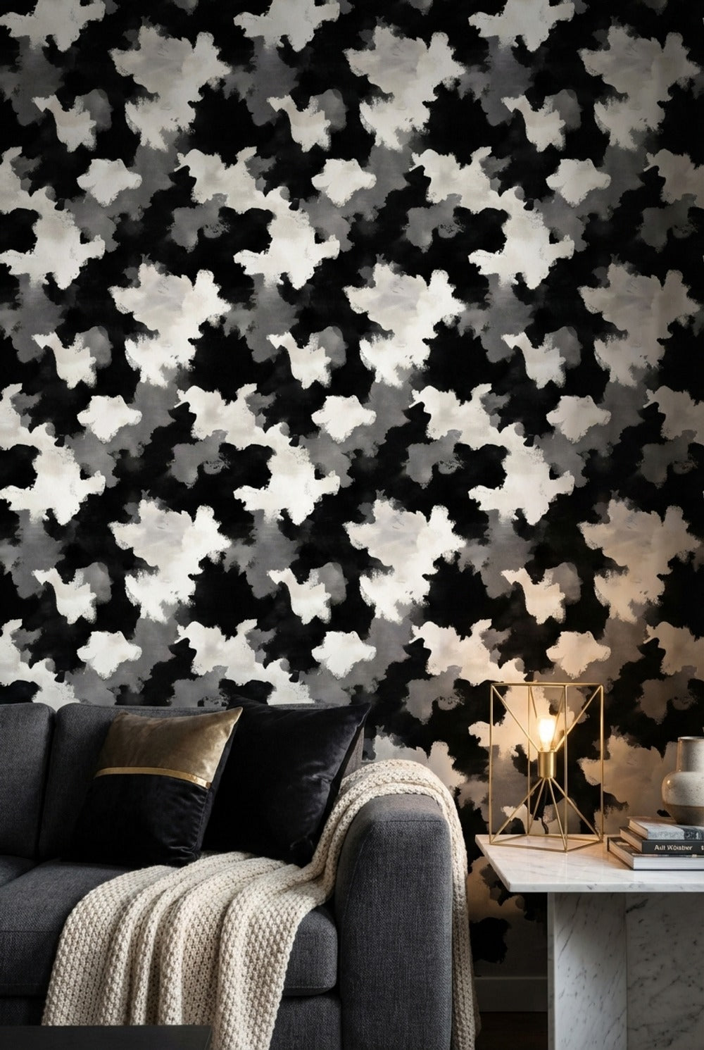 Monochrome Abstract Cloud Pattern Wallpaper