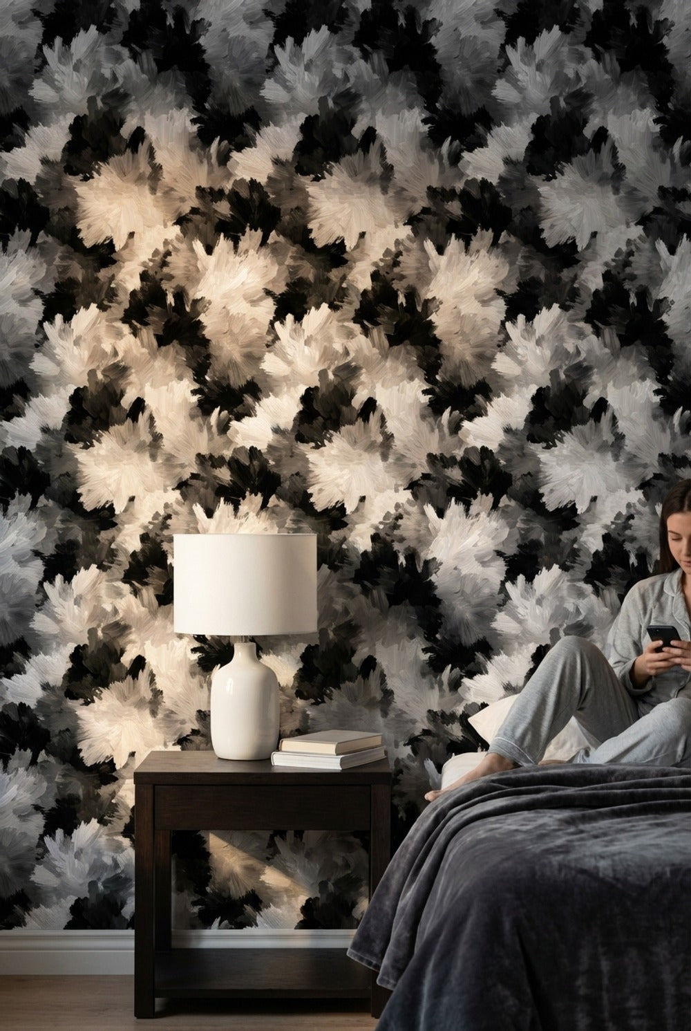 Monochrome Brushstroke Abstract Wallpaper